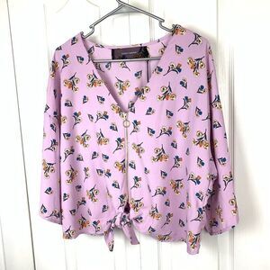 Code x Mode Floral Print Tie Front Blouse